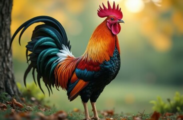 Fototapeta premium mage of a rooster standing proudly, captured in extraordinary detail.