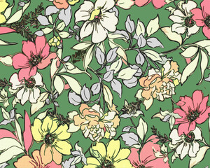 Elegant Flower and Leaf Pattern with Soft Textures