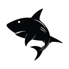 Shark vector illustration. Sea animals on white background. Black and white shark. 