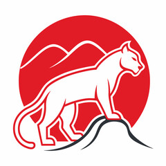 Vector art illustration of a panther on a mountaintop