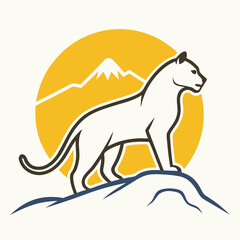 vector image of a  panther on a mountaintop