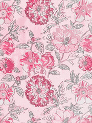 Elegant Flower and Leaf Pattern with Soft Textures