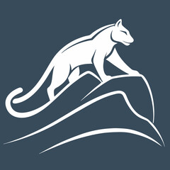Fototapeta premium Vector art illustration of a panther on a mountaintop