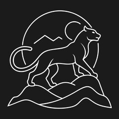 Vector art illustration of a panther on a mountaintop