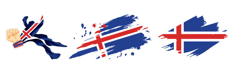 Vector illustration of Iceland flag composition on transparent background