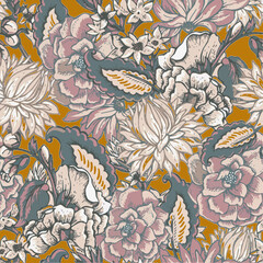 Elegant Flower and Leaf Pattern with Soft Textures