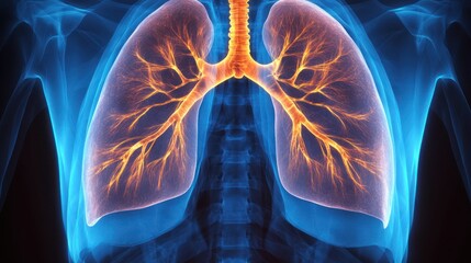 Lungs, an illustration show human respiratory system, highlighting the importance of pulmonary health.