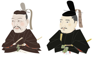 浅野長政と藤原光能　肖像画デフォルメ