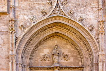The Lonja de la Seda is Gothic-style civil building in Valencia, Spain - exterior detail