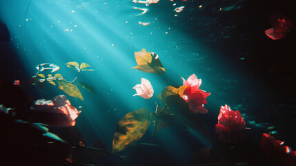 Tropical underwater scene with colorful fish and vibrant coral reefs