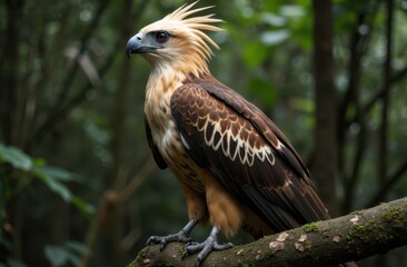 Obraz premium image of an Eagle perched on a sturdy tree branch