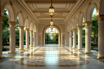 Fototapeta premium pattern of repeating arches and columns in a grand arcade,