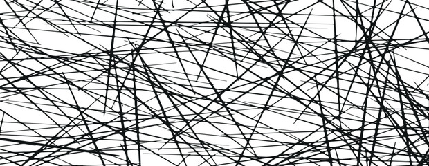 Random lines, shades of gray, fading to back, Black and white cracked texture background, vector illustration.