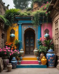 architecture, house, door, street, building, stone, entrance, wall, italy, old, flower, garden, window, travel, village, home, ancient, town, europe, front, flowers, traditional, spain, city, exterior