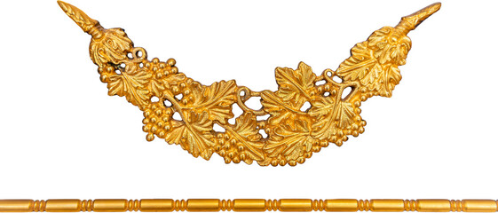 golden grapevine and golden border with alternating balls and ovals