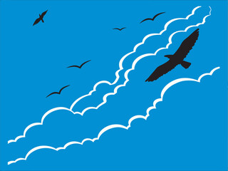 Silhouette Eagle Flying Over Forest Trees