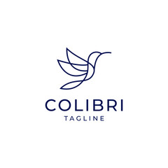 colibri bird logo. abstract hummingbird icon logo vector illustration in trendy line outline art style