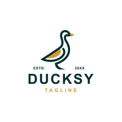 Fototapeta premium duck goose logo icon vector illustration hipster stock monoline outline line