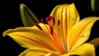 Fototapeta premium Close-up of a vibrant yellow lily (3)