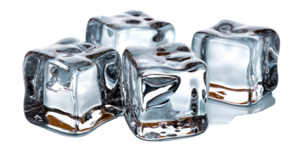 Crystal Cubes of Coolness: A collection of four glistening ice cubes, captured with a crystal-clear transparency, offering a refreshing aesthetic.