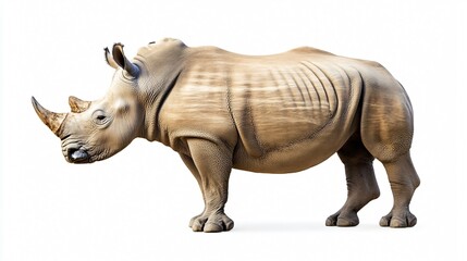 Obraz premium Majestic White Rhinoceros Isolated on White Background for Graphic Design Projects