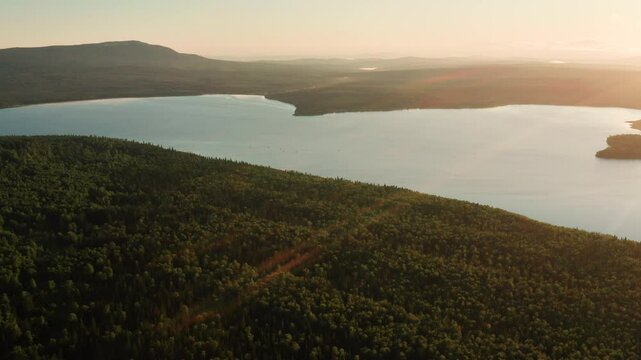 Southern Urals, Zyuratkul National Park: Zyuratkul Lake. Aerial view.