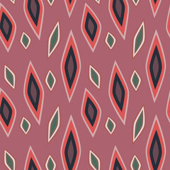 Retro Geometric Diamond Shapes Seamless Vector Pattern