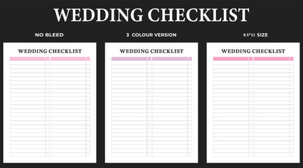 wedding checklist, interior, kdp, planner, 