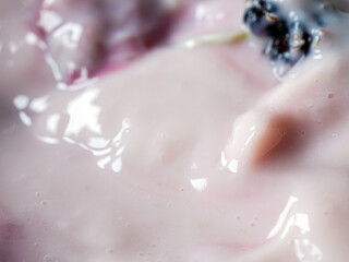 Macro texture of Tasty fruit yogurt background