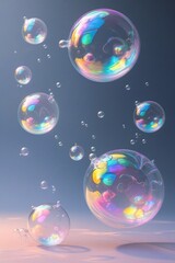 The design features high-contrast images of iridescent soap bubbles on a gradient background, evoking wonder and nostalgia, and is intended for T-shirts.