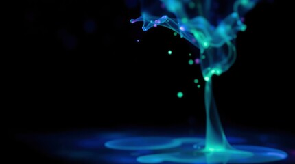 Obraz premium Abstract Green Smoke Plume in Dark Space Fine Art