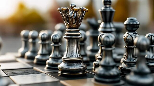 Strategy and tactics unfold on a chessboard during a competitive match outdoors