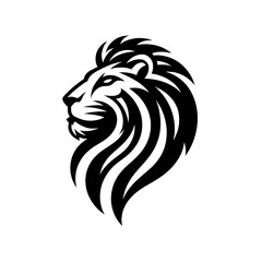 lion head silhouette, lion, vector, black and white