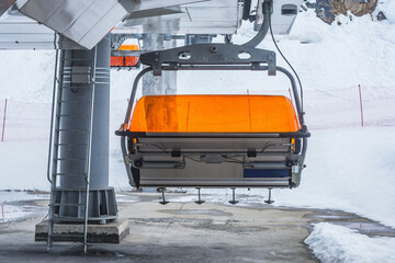 Cable car way in the mountain resort.