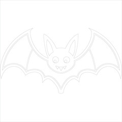 Bat Line art Illustration Flying Bat Silhouette Drawing for Halloween and Gothic Designs