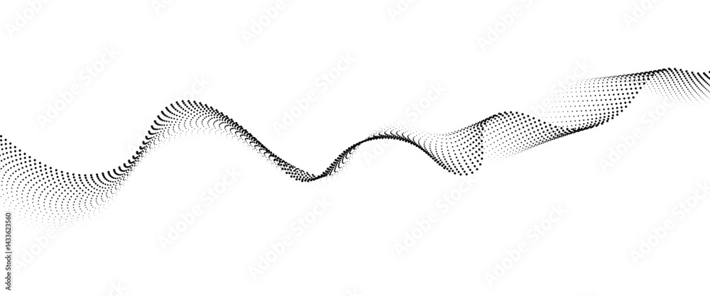 Fototapete flowing dot wave halftone gradient pattern on transparent background