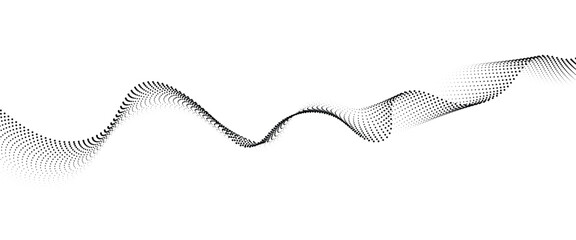 Flowing Dot Wave halftone gradient pattern on transparent background