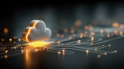 abstract circuit background with central cloud hub symbolizing intelligent networking scalable processing