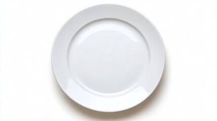 Empty Round Ceramic Plate Isolated on White Background for Food Photography and Table Setting