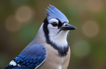 A highly detailed and realistic portrait of a Blue Jay bird, capturing its stunning plumage and intricate features