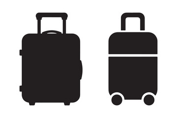 Luggage Icon Silhouette Rolling Suitcase Vector Travel Illustration