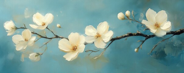 Delicate Blossoms Against a Teal Sky
