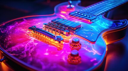 Electric guitar, vibrant neon colors