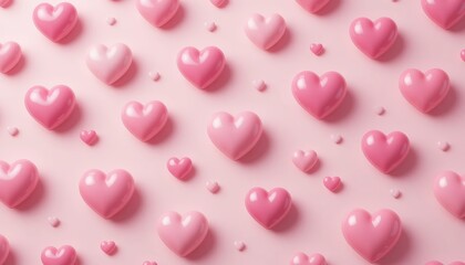 Pink Hearts Pattern Romantic Valentine Background