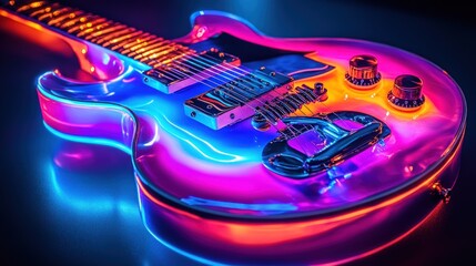 Vibrant, glowing electric guitar