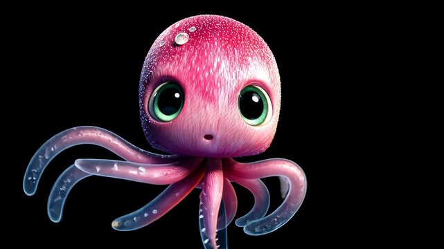 Cute, pink, cartoon octopus