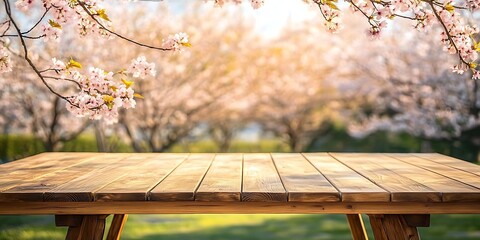 Naklejka premium A wooden table topped with lots of pink flowers 