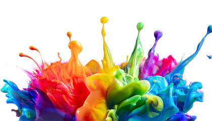 Regenbogenfarben Farbexplosion, weisser Hintergrund 