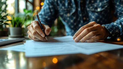 Obraz premium Startup founder filling business account form with business license documents