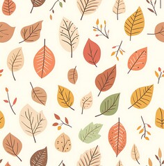 Autumn leaves seamless pattern in earthy tones